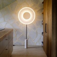 Load image into Gallery viewer, Iris LED Floor Lamp in kitchen.