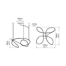 Load image into Gallery viewer, Zigouzi LED Pendant Light - line drawing.