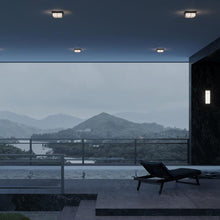 Load image into Gallery viewer, August Outdoor LED Flush Mount Ceiling Light in Outside Area.