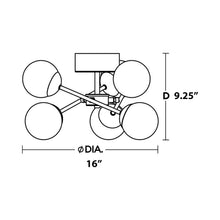 Load image into Gallery viewer, Pearl LED Semi Flush Mount Ceiling Light - line drawing.