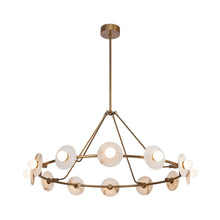 Load image into Gallery viewer, Dahlia LED Chandelier in Vintage Brass.