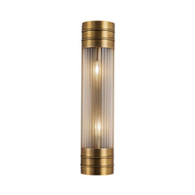 Load image into Gallery viewer, Willard Vanity Wall Light in Vintage Brass/Clear Prismatic Glass (2-Light).