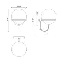 Load image into Gallery viewer, Alba 1-Light Bath Wall Light - line drawing.