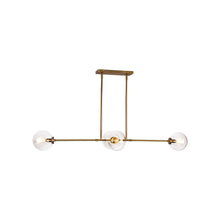 Load image into Gallery viewer, Cassia Linear Pendant Light in Aged Gold/Clear Glass.