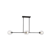 Load image into Gallery viewer, Cassia Linear Pendant Light in Matte Black/Clear Glass.