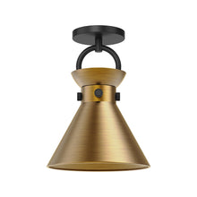 Load image into Gallery viewer, Emerson Semi Flush Mount Ceiling Light in Matte Black/Aged Gold.