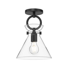 Load image into Gallery viewer, Emerson Semi Flush Mount Ceiling Light in Matte Black/Clear Glass.