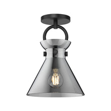 Load image into Gallery viewer, Emerson Semi Flush Mount Ceiling Light in Matte Black/Smoked Glass.