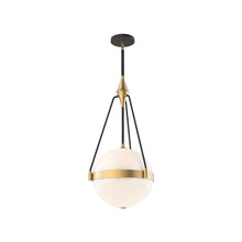 Load image into Gallery viewer, Harmony Pendant Light in Brushed Gold/Glossy Opal Glass (Small).