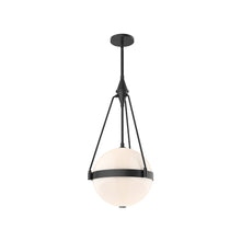 Load image into Gallery viewer, Harmony Pendant Light in Matte Black/Glossy Opal Glass (Small).