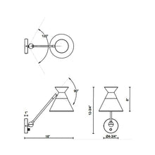 Load image into Gallery viewer, Mauer Vanity Wall Light - line drawing.