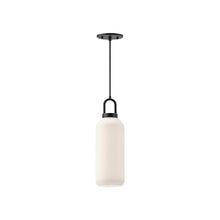 Load image into Gallery viewer, Soji Pendant Light in Matte Black/Opal Matte Glass (Small).