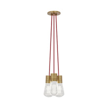 Load image into Gallery viewer, Alva 3-Light LED Pendant Light in Red/Aged Brass.