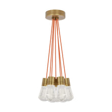 Load image into Gallery viewer, Alva 7-Light LED Pendant Light in Aged Brass/Orange.