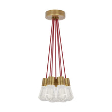 Load image into Gallery viewer, Alva 7-Light LED Pendant Light in Aged Brass/Red.