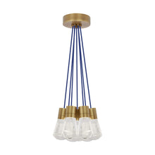 Load image into Gallery viewer, Alva 7-Light LED Pendant Light in Aged Brass/Blue.