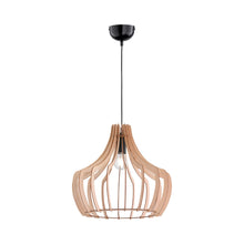 Load image into Gallery viewer, Wood Pendant Light with Tapered Round Shade in Wood.