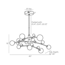 Load image into Gallery viewer, Maser LED Chandelier - line drawing.