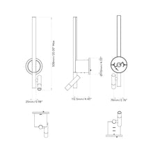 Load image into Gallery viewer, Baton Reader LED Wall Light - line drawing.