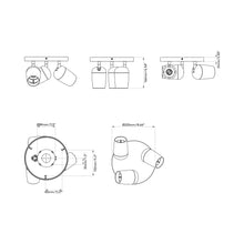 Load image into Gallery viewer, Koto Triple Round Spot Light - line drawing.
