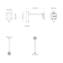 Load image into Gallery viewer, Leda Swing Arm Wall Light - line drawing.