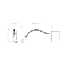 Load image into Gallery viewer, Leo Switched LED Reading Wall Light - line drawing.