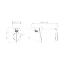 Load image into Gallery viewer, Mitsu Swing Arm Wall Light - line drawing.