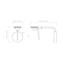Load image into Gallery viewer, Miura LED Swing Arm Wall Light - line drawing.