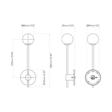 Load image into Gallery viewer, Orb Bath Wall Light - line drawing.