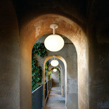 Load image into Gallery viewer, Elipse Outdoor Semi Flush Mount Ceiling Light in Outside Area.