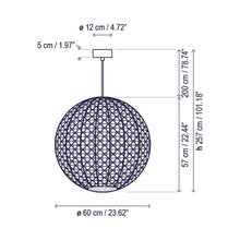 Load image into Gallery viewer, Nans Outdoor Sphere LED Pendant Light - line drawing.