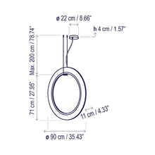 Load image into Gallery viewer, Roda LED Vertical Pendant Light - line drawing.