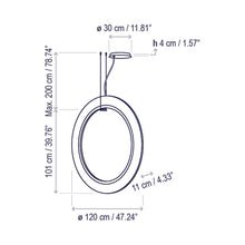 Load image into Gallery viewer, Roda LED Vertical Pendant Light - line drawing.