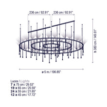 Load image into Gallery viewer, Skybell LED Pendant Light - line drawing.