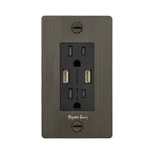 Load image into Gallery viewer, 1G Combination Duplex Outlet with 2 USB Ports in Smoked Bronze.