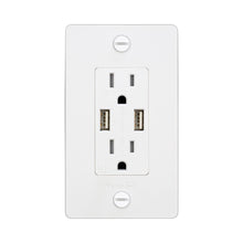 Load image into Gallery viewer, 1G Combination Duplex Outlet with 2 USB Ports in White.