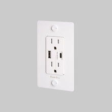 Load image into Gallery viewer, 1G Combination Duplex Outlet with USB-A and USB-C Ports in Detail.