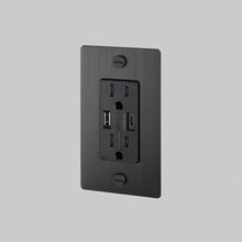 Load image into Gallery viewer, 1G Combination Duplex Outlet with USB-A and USB-C Ports in Detail.
