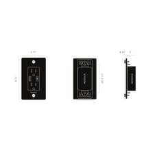 Load image into Gallery viewer, 1G Combination Duplex Outlet with USB-A and USB-C Ports - line drawing.