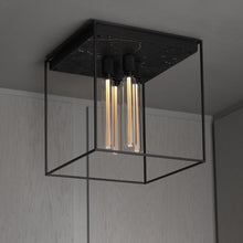 Load image into Gallery viewer, Caged Multi Light Flush Mount Ceiling Light in Black (4-Light).
