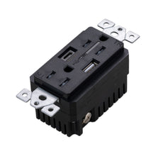 Load image into Gallery viewer, Combination Duplex Outlet Module with USB-A and USB-C Ports in Black.