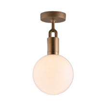 Load image into Gallery viewer, Forked Semi Flush Mount Ceiling Light in Brass/Opal (Medium).