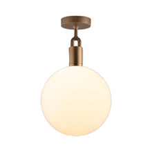 Load image into Gallery viewer, Forked Semi Flush Mount Ceiling Light in Brass/Opal (Large).