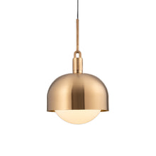 Load image into Gallery viewer, Forked Shade Globe Pendant Light in Brass/Opal (Large).