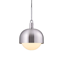 Load image into Gallery viewer, Forked Shade Globe Pendant Light in Steel/Opal (Large).