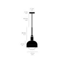 Load image into Gallery viewer, Forked Shade Globe Pendant Light - line drawing.