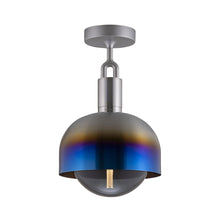 Load image into Gallery viewer, Forked Shade Globe Semi Flush Mount Ceiling Light in Burnt Steel/Smoked (Medium).
