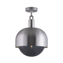 Load image into Gallery viewer, Forked Shade Globe Semi Flush Mount Ceiling Light in Steel/Smoked (Large).