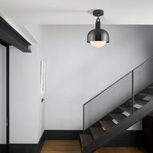 Load image into Gallery viewer, Forked Shade Globe Semi Flush Mount Ceiling Light in living room.