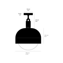 Load image into Gallery viewer, Forked Shade Globe Semi Flush Mount Ceiling Light - line drawing.